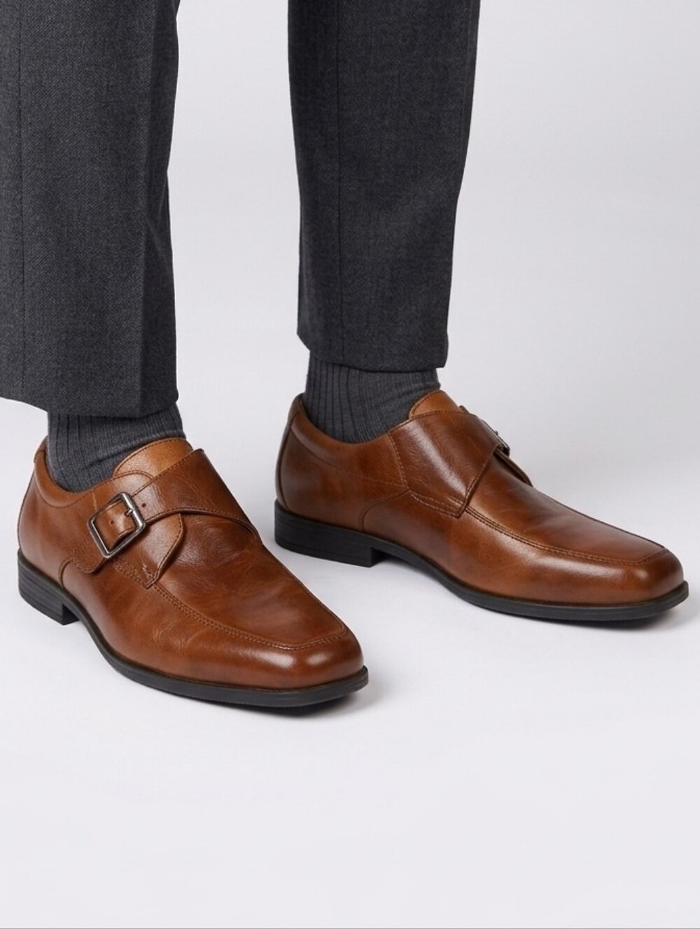 Florsheim Kids Brown Leather Single Monk Strap Dress Shoes Boys Big Kids 6